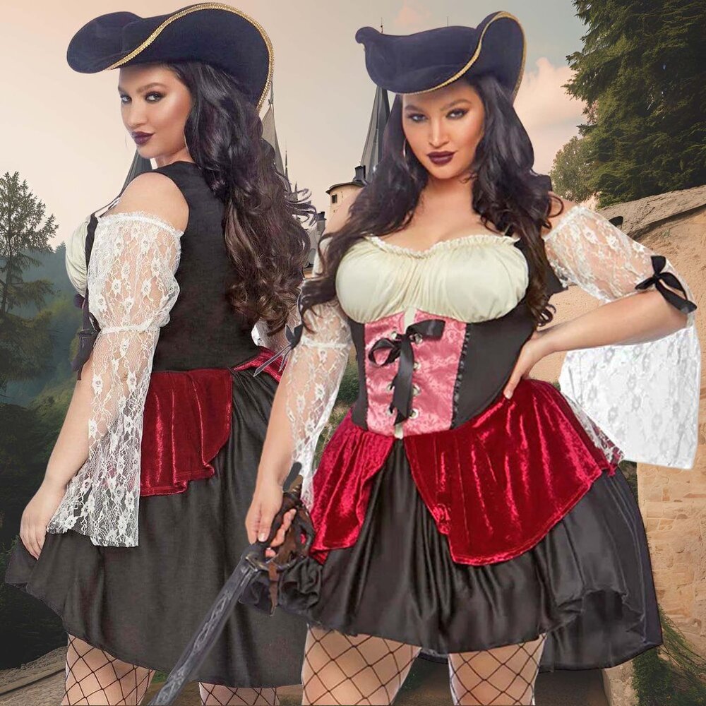 Gothic Wench Costume 1x/2x Womens Plus Size Halloween Roleplay Cosplay Dress